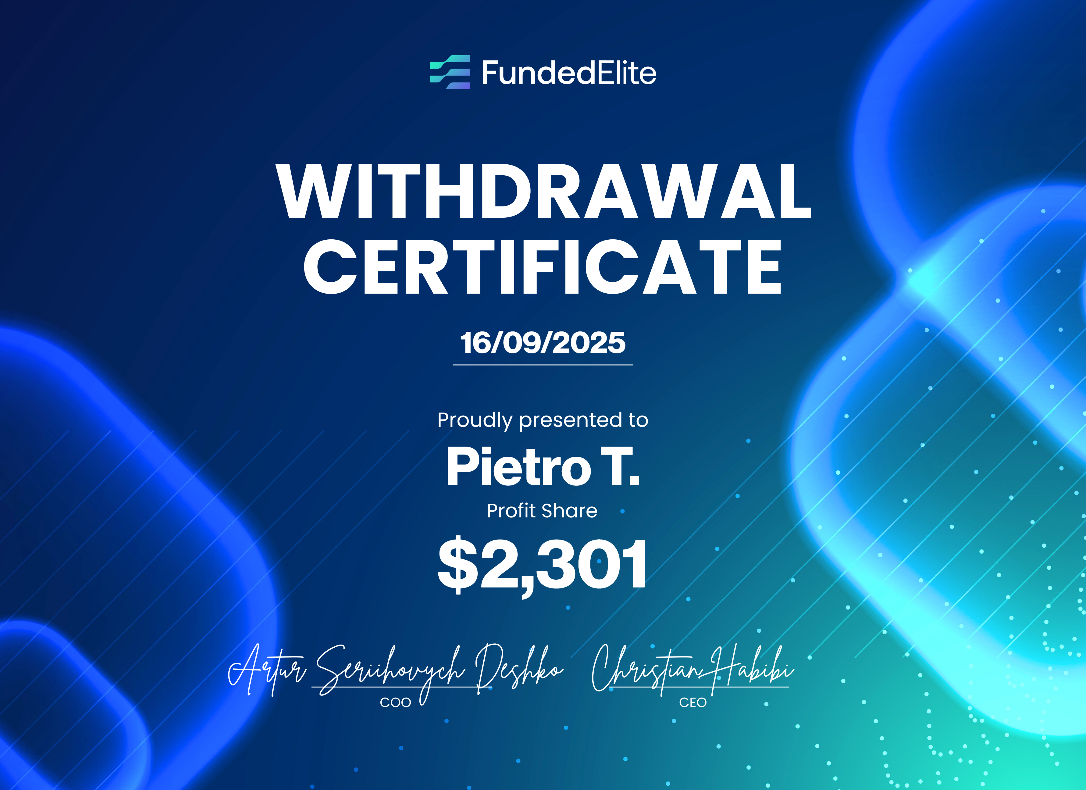 Withdrawal certificate
